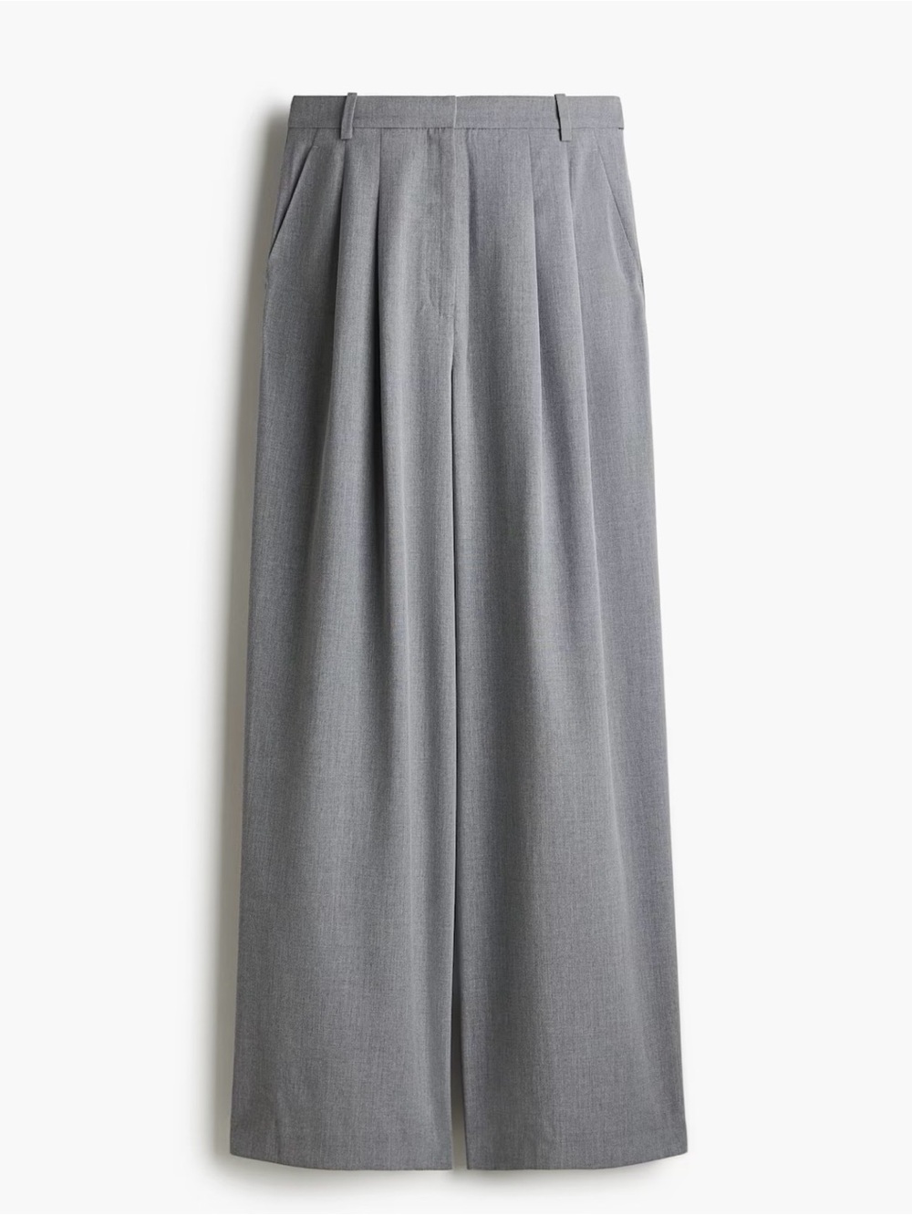 H&M Gray Wide-Leg Pleated Trousers